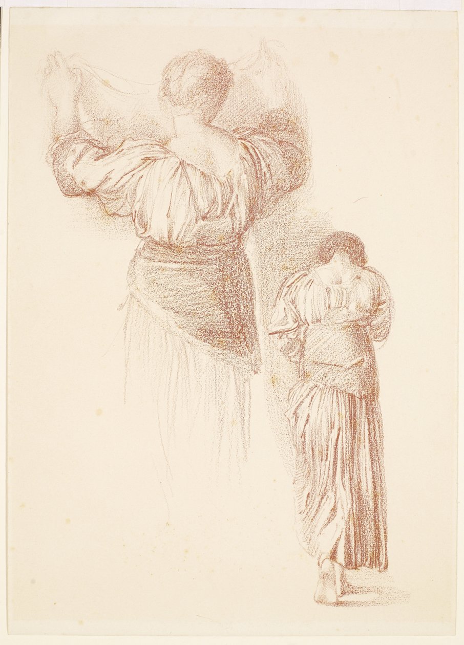 Kvinne - Drapery Studies, Studies of female Drapery seen from the back av Edward Burne-Jones