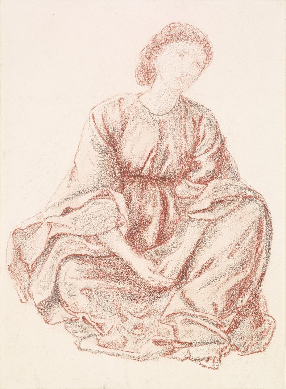 Grønn sommer - Draperistudie for den sentrale figuren av Edward Burne Jones