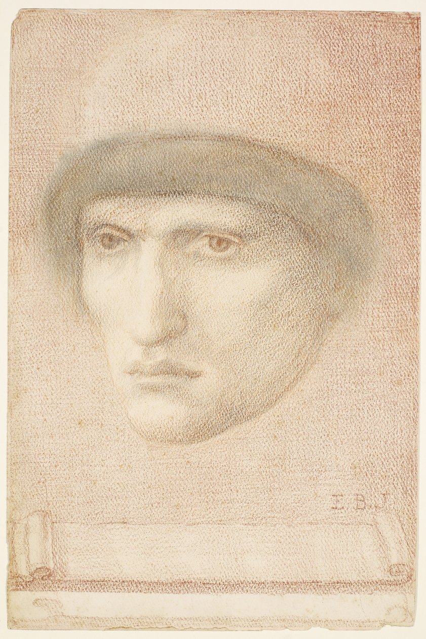 Mannsportrett - muligens Dante eller studere for St George Series av Edward Burne Jones