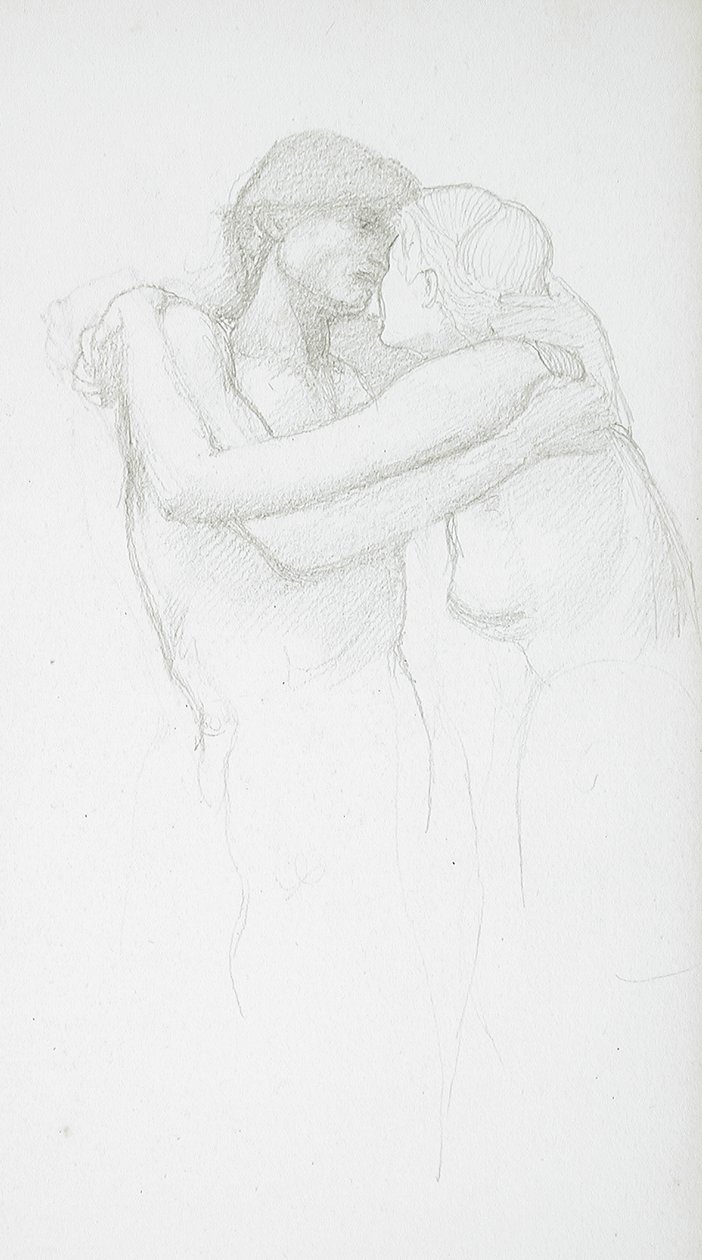 Et nakent par som omfavner hverandre av Edward Burne-Jones