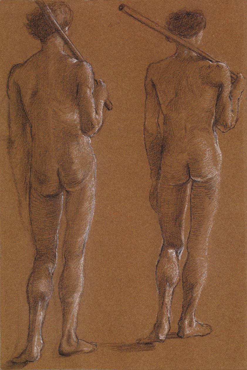 St George-serien - Naken mann - Studier av to soldater for "The Princess led to the Dragon" av Edward Burne-Jones