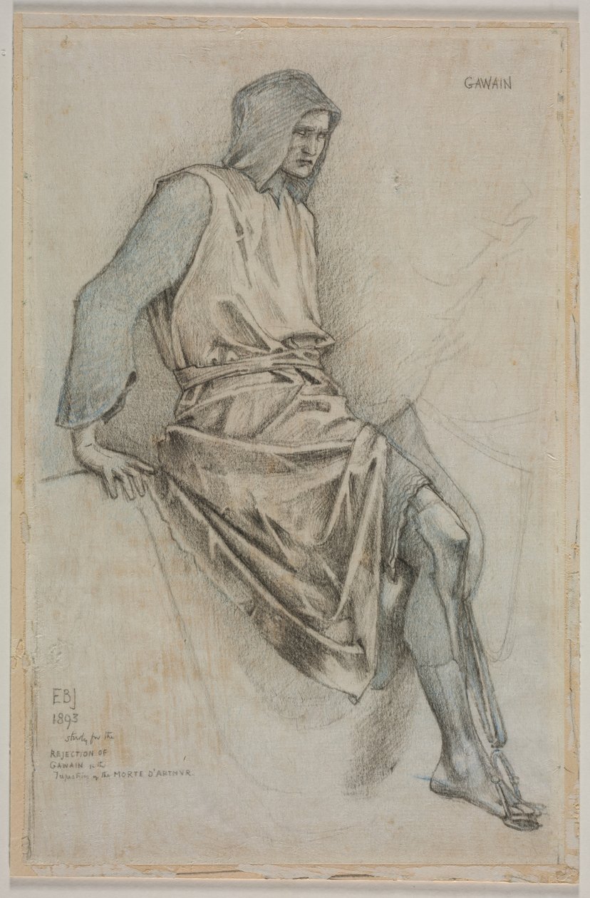 Studie for feilen til Gawain fra den hellige gral-teppet av Edward Burne-Jones