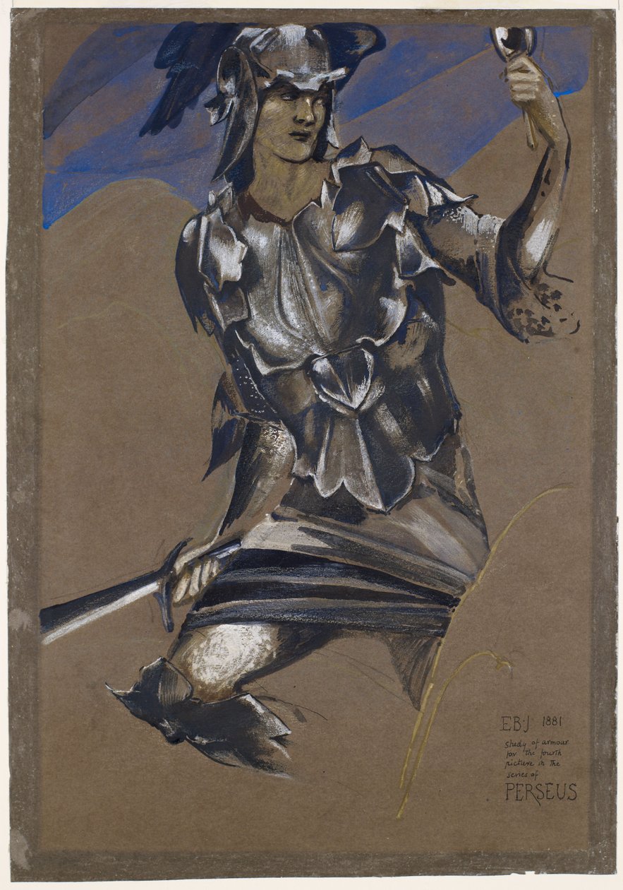 The Perseus Series - Study of Perseus in Armor for The Finding of Medusa av Edward Burne-Jones