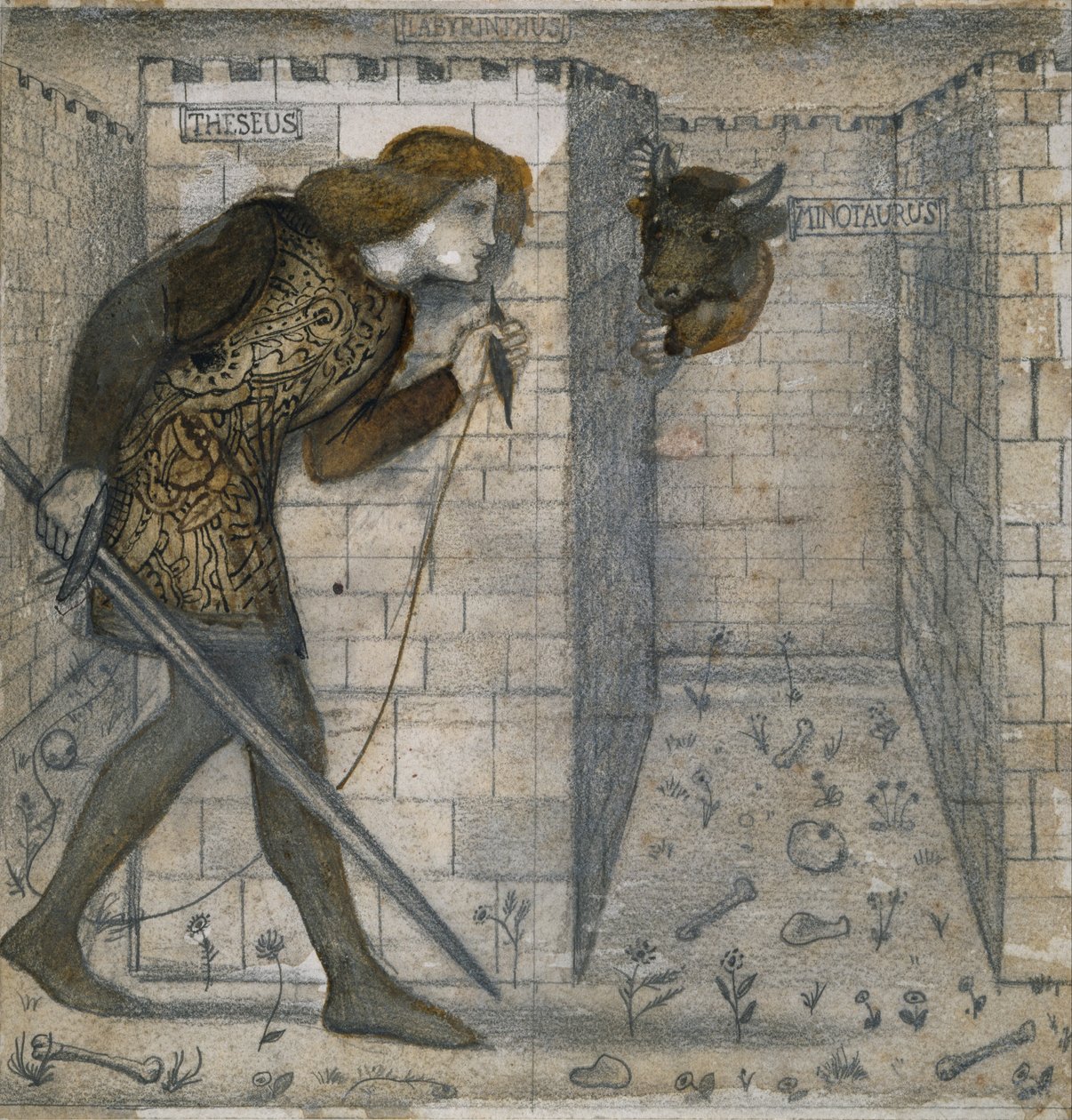 Flisdesign - Theseus og Minotauren i labyrinten av Edward Burne-Jones