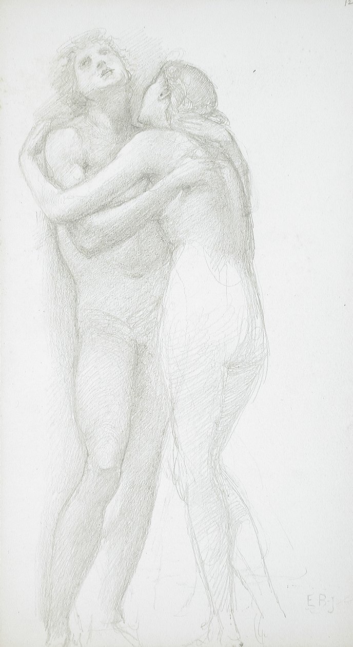 To nakne som omfavner hverandre av Edward Burne-Jones