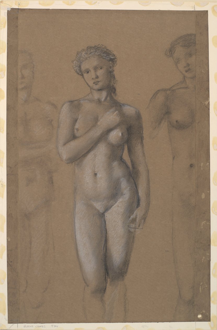 Kvinne naken - Tre studier, muligens for Venus av Edward Burne Jones