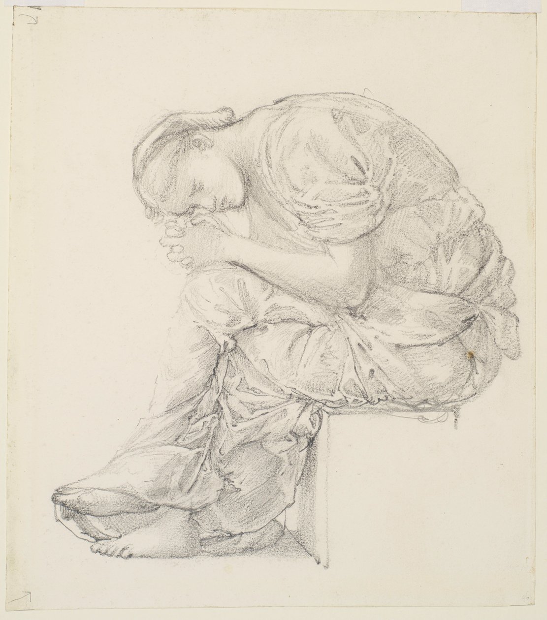 Klagesangen - Studie for figuren til høyre av Edward Burne Jones