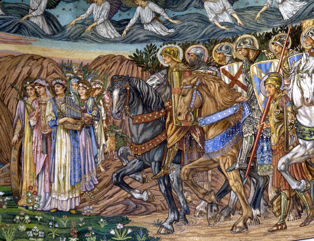 Jomfruen og de hellige martyrene, 1880-90-tallet (mosaikk) av Edward Burne Jones