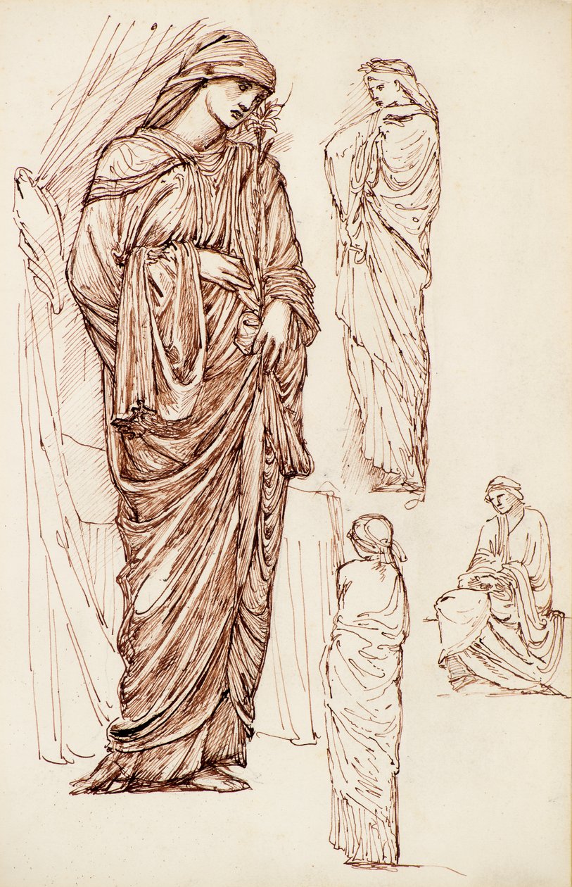 Jomfru Maria og St Elizabeth, kledde figurer av Edward Burne Jones