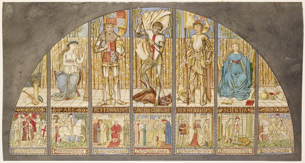 Wars of the Roses - Edward IV, Henry VI, St George with Allegory av Edward Burne Jones