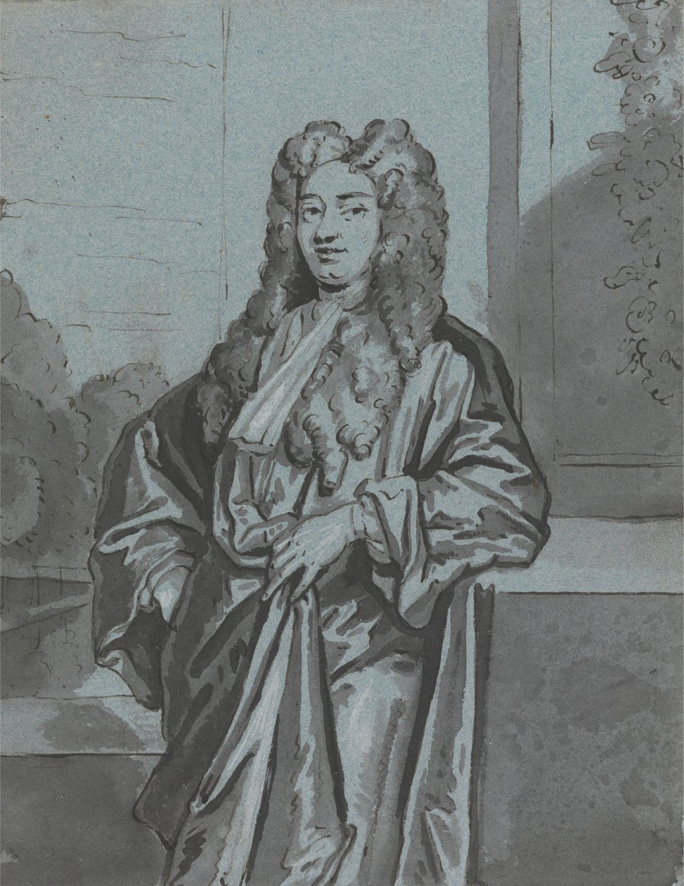 En gentleman eller en geistlig iført en lang kjole og band av Edward Byng