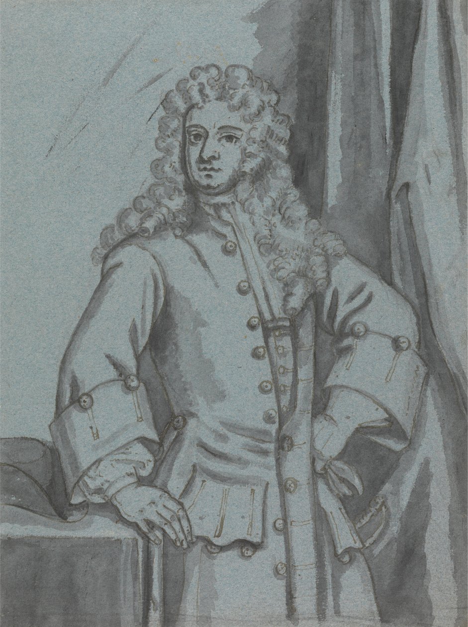 En gentleman, iført en frakk med lang knapp og store mansjetter av Edward Byng