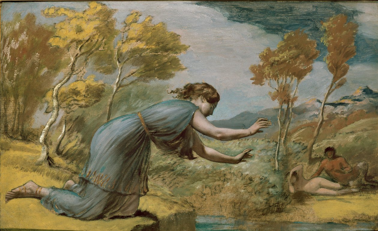 Psyche at the Stream, midten av 1800-tallet av Edward Calvert