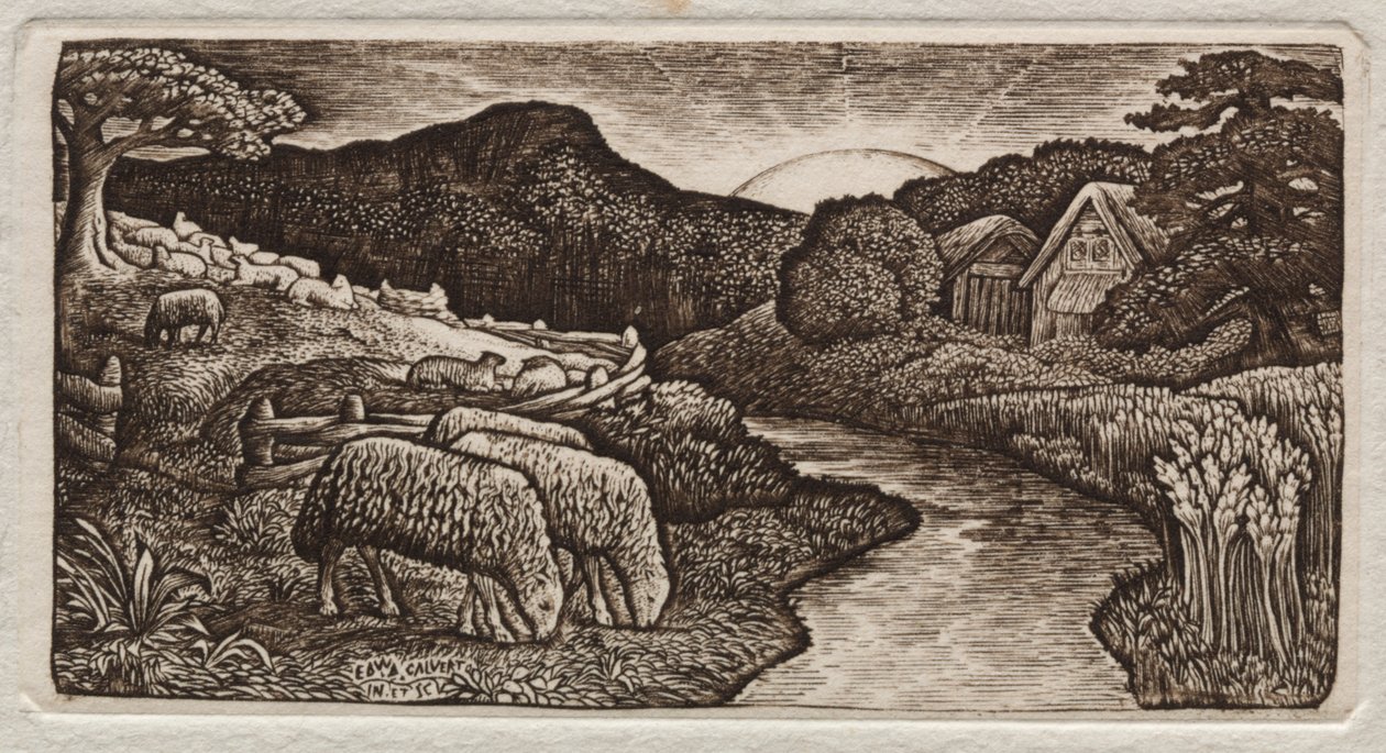 Sauene på hans beite av Edward Calvert