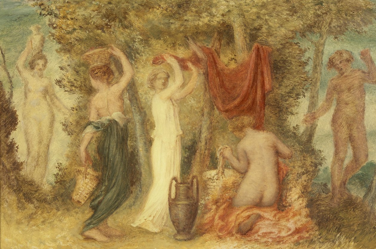 Votive Offerings - Klassisk scene (olje på kvernbrett) av Edward Calvert