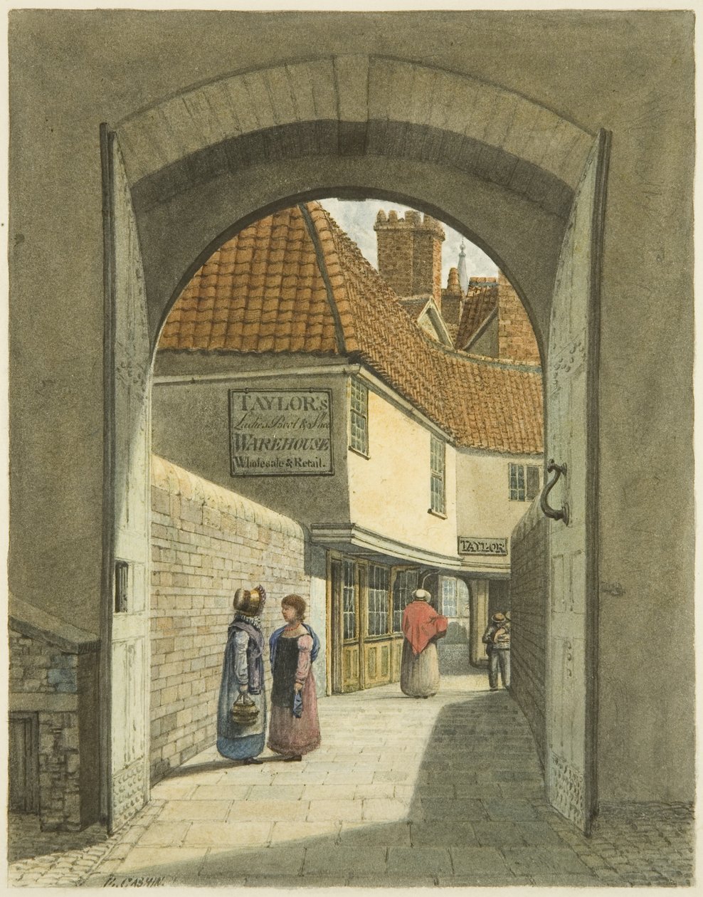 Bridewell Bridge and Gates (blyant og akvarell på papir) av Edward Cashin