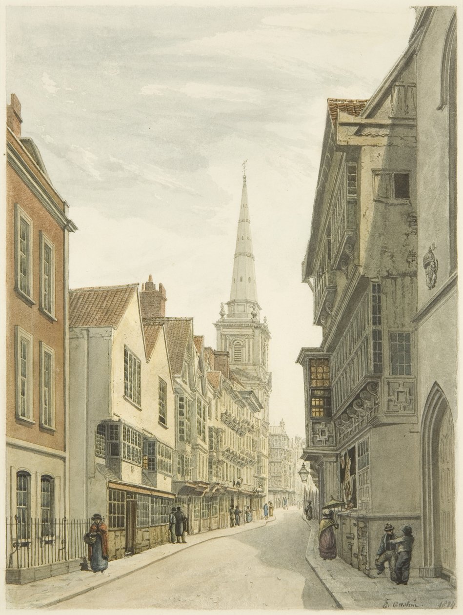 Broad Street (blyant og akvarell på papir) av Edward Cashin