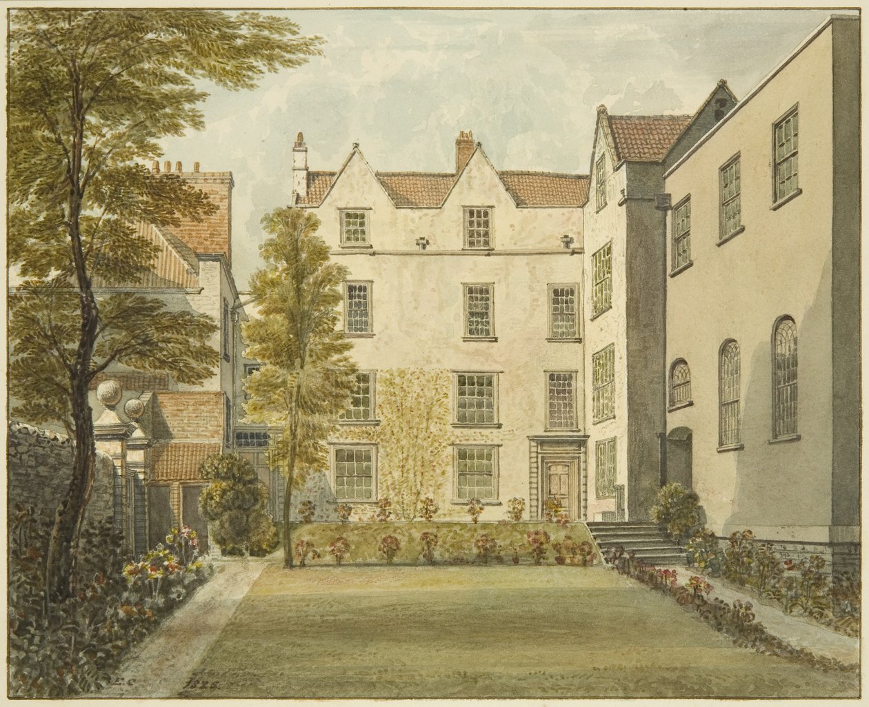 Garden Front of Penitentiary, Magdalen Lane (blyant og akvarell på papir) av Edward Cashin