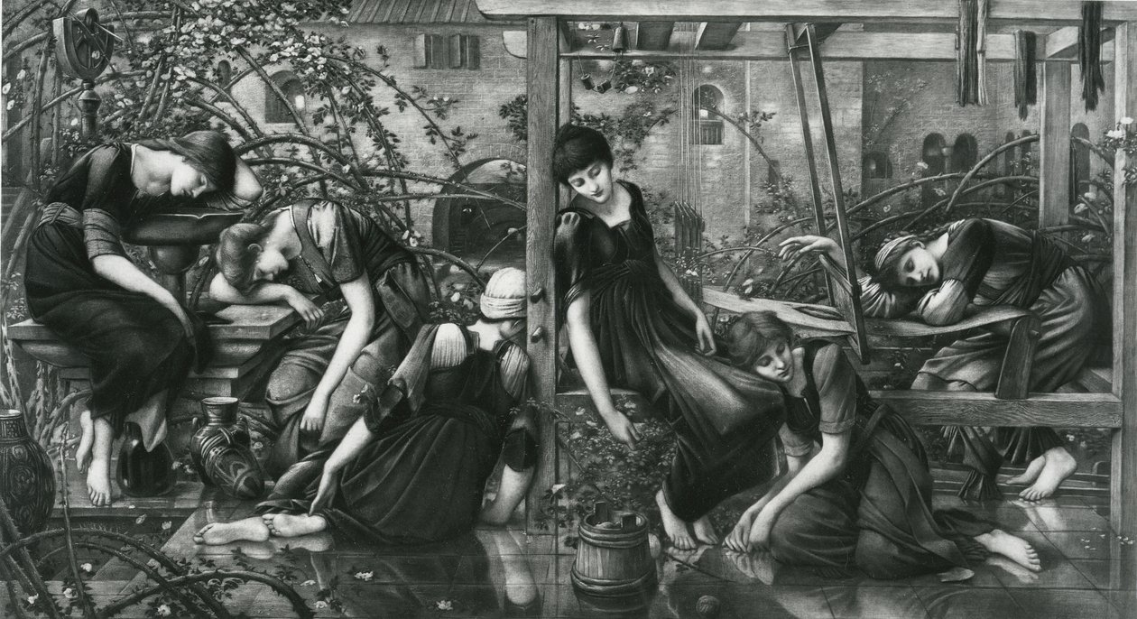 The Garden Court, fra Briar Rose-serien av Edward Coley (after) Burne Jones