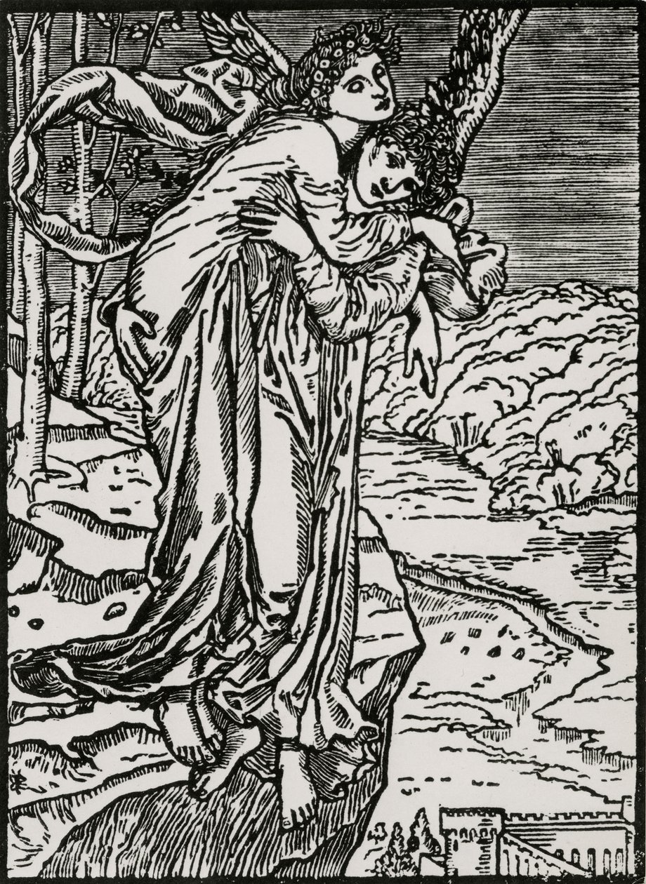 Zephyr og Psyche av Edward Coley (after) Burne Jones