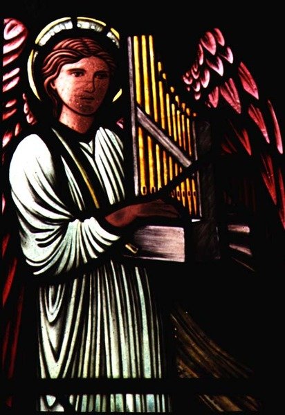 Engel med et portativt orgel av Sir Edward Burne-Jones (1833-98) av Edward Coley Burne Jones