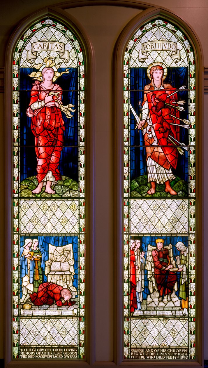 Charity and Fortitude (David Lamenting og David Consoled), ca. 1896 (farget glass) av Edward Burne Jones