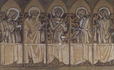Design for et minnesmerke for Christina Rossetti (kritt på papir) av Edward Coley Burne Jones