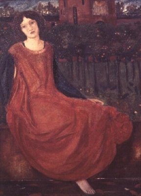 Jente og gullfisk av Edward Coley Burne Jones