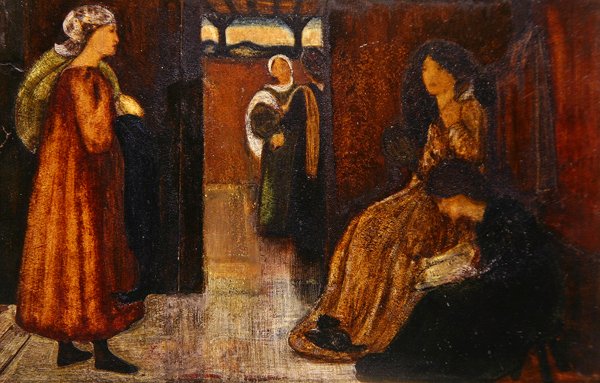 Interiør med figurer (akvarell på papir) av Edward Coley Burne Jones