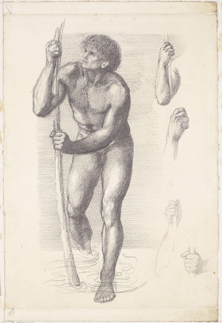 Mannlig naken - Studie for St. Kristoffer av Edward Coley Burne-Jones