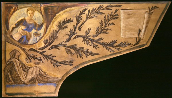 Poet Muse - pianolokkpapir (farget kritt på papir) av Edward Coley Burne Jones