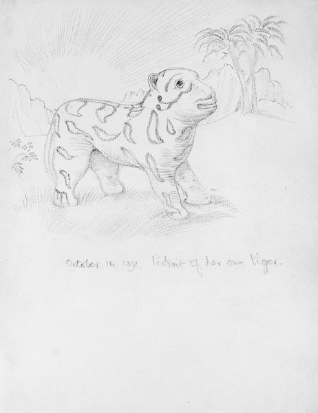 Portrett av hennes egen tiger av Edward Coley Burne Jones