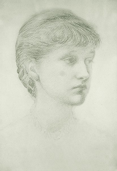 Portrett av Madeleine Wyndham (grønt kritt på papir) av Edward Coley Burne Jones