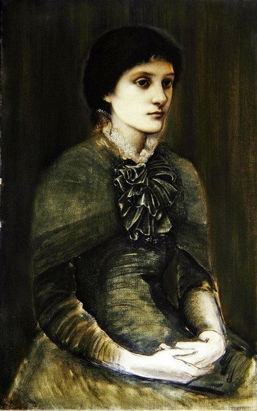 Portrett av en jente i en grønn kjole (olje på lerret) av Edward Coley Burne Jones