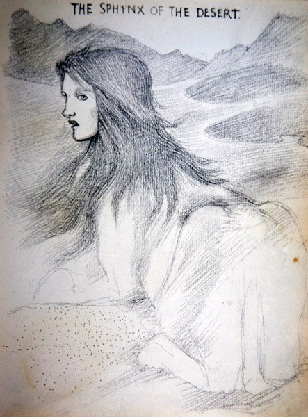 Sphinx of the Desert (blyant på papir) av Edward Coley Burne Jones