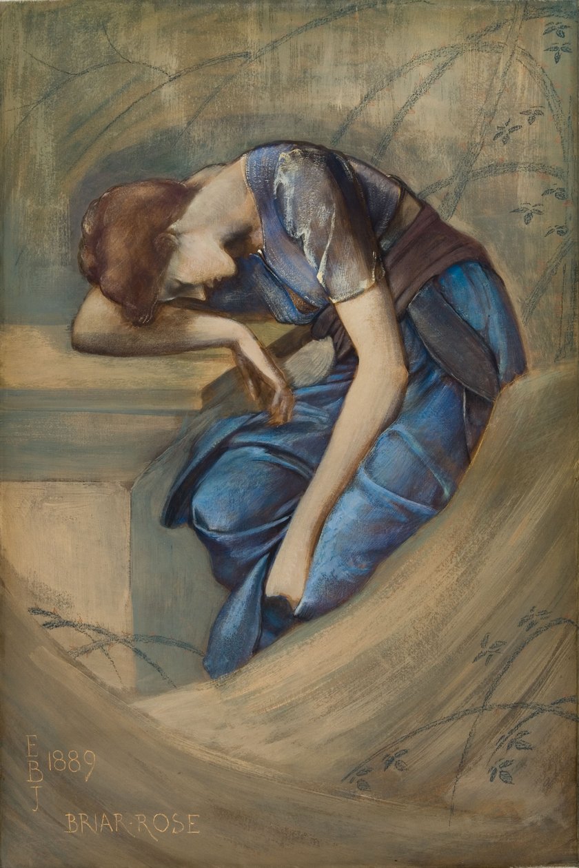 Studie for Briar Rose Series, The Garden Court av Edward Coley Burne Jones