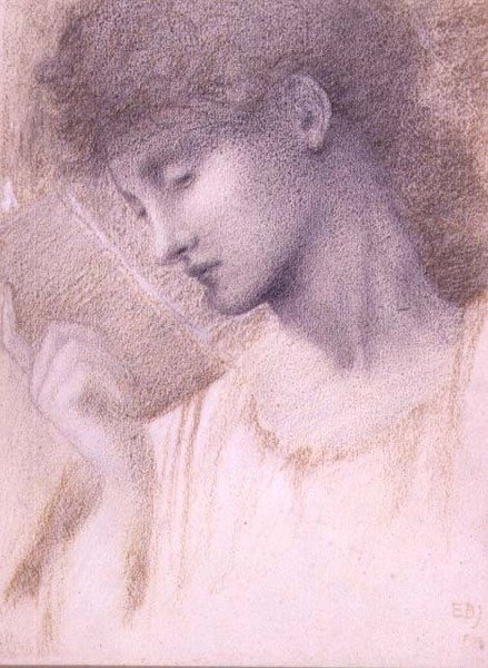 Studie av et hode (kritt på papir) av Edward Coley Burne Jones