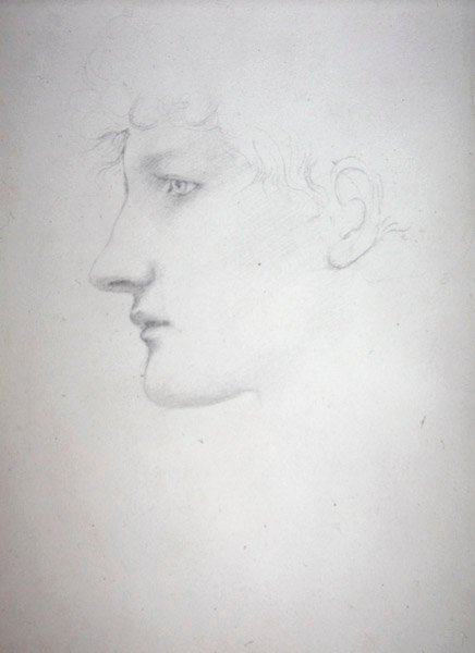 Study of a Head - Bessie Keane, ca. 1893 (blyant på papir) av Edward Coley Burne Jones