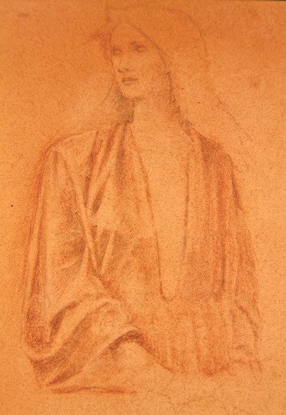Studie av en jente (blyant på papir) av Edward Coley Burne Jones