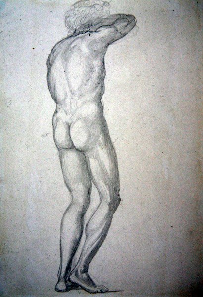 Studie av en stående naken, ca. 1873 (blyant på papir) av Edward Coley Burne Jones
