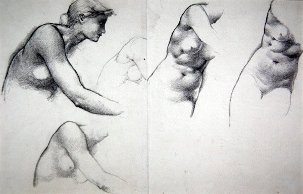 The Tree of Forgiveness - Studie for figuren Phyllis, ca. 1882 (blyant på papir) av Edward Coley Burne Jones