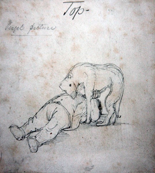 William Morris leker med hunden sin, ca. 1890 (blyant på papir) av Edward Coley Burne Jones