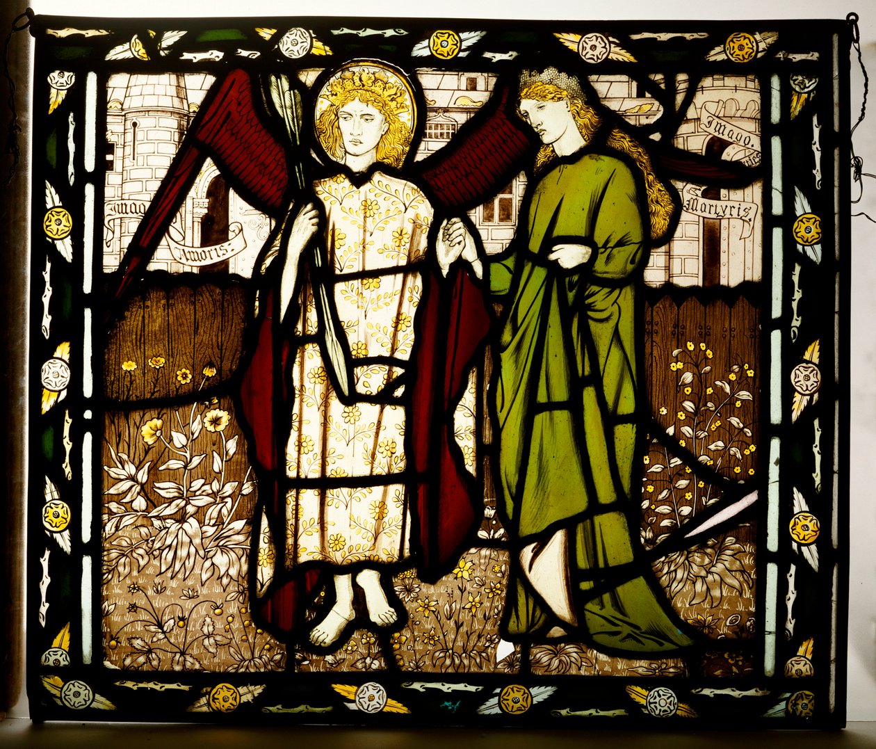 Amor og Alcestis, Morris & Co. panel fra "Legend of Good Wimmen" av Geoffrey Chaucer, 1864 av Edward Burne Jones