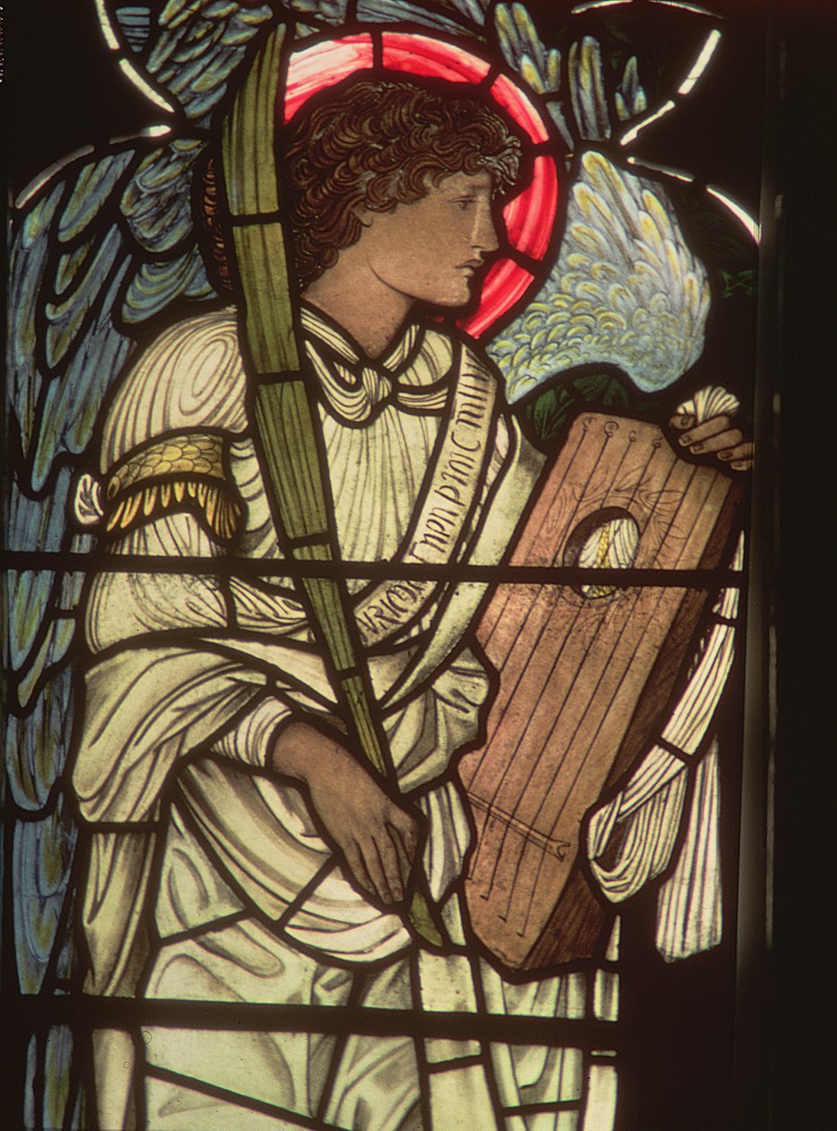 Angel with a Lyre, fra St. Cecilia Window, Christ Church, Oxford, 1875 av Edward Burne Jones