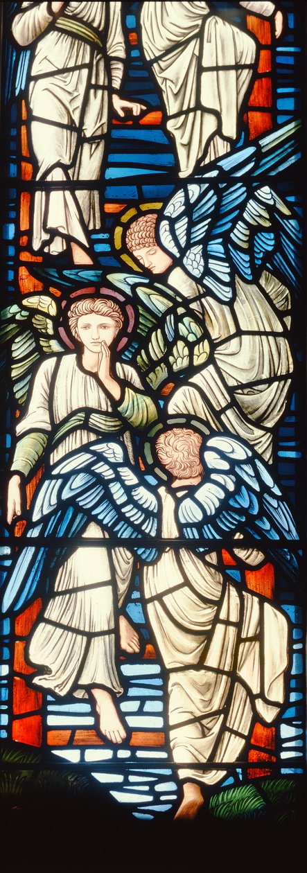 Angels Climbing and Descending, detalj av Jacobs Ladder farget glass detalj av 120160 av Edward Burne Jones