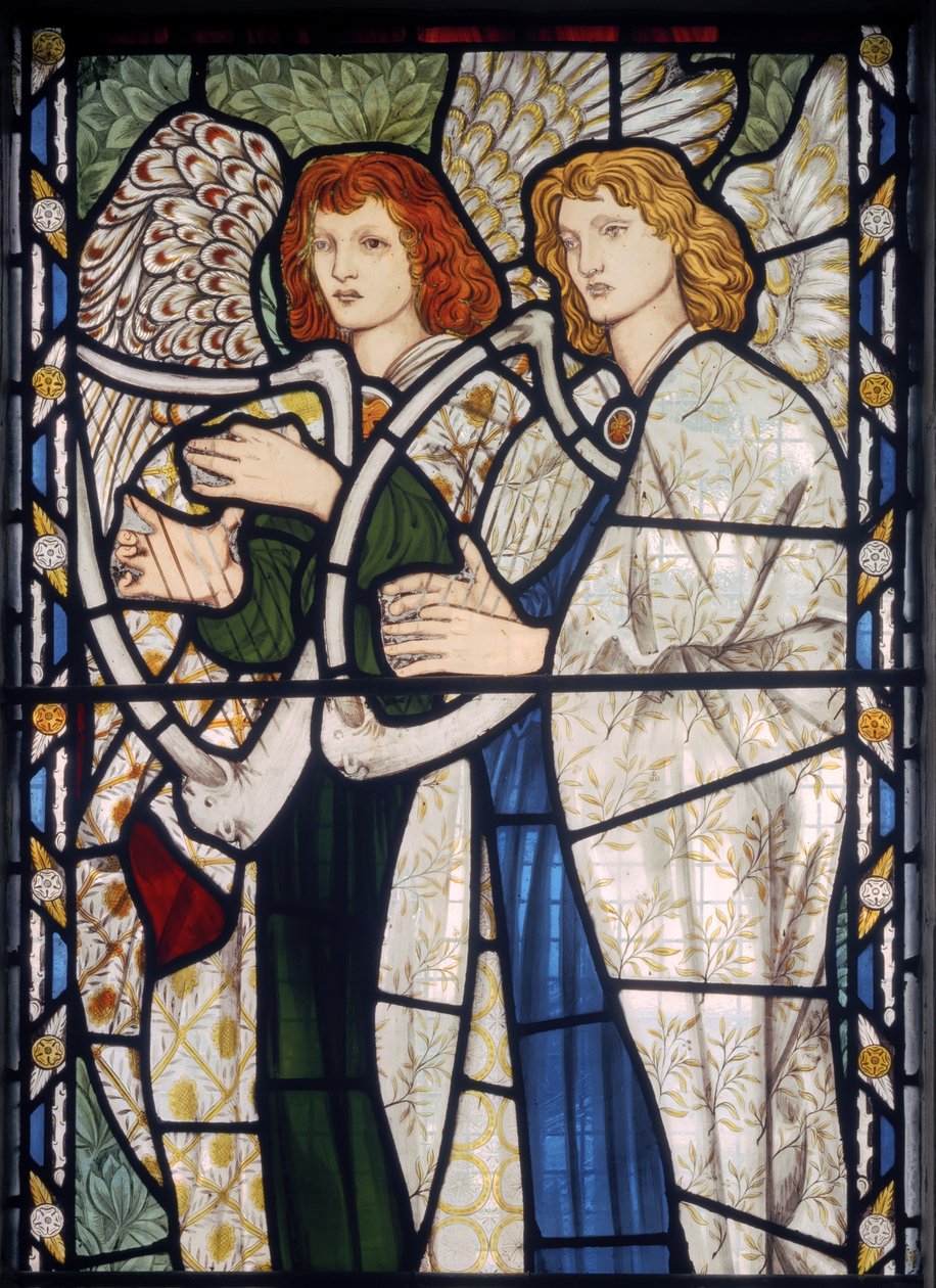 Angels Playing Harps, 1866 (farget glass) av Edward Burne Jones