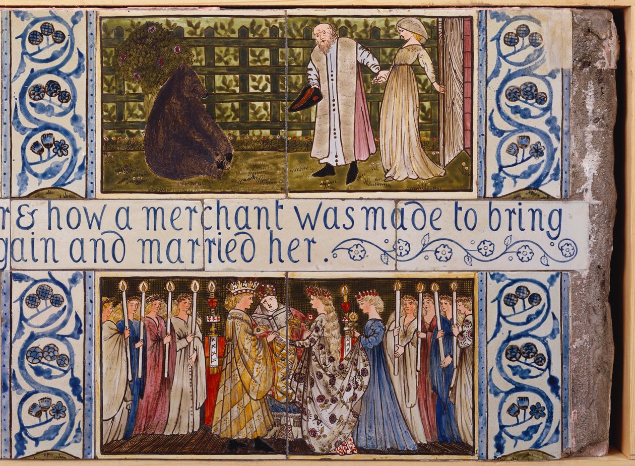 Beauty and the Beast-flisepanel, Morris, Marshall, Faulkner & Co., ca. 1867 av Edward Burne Jones