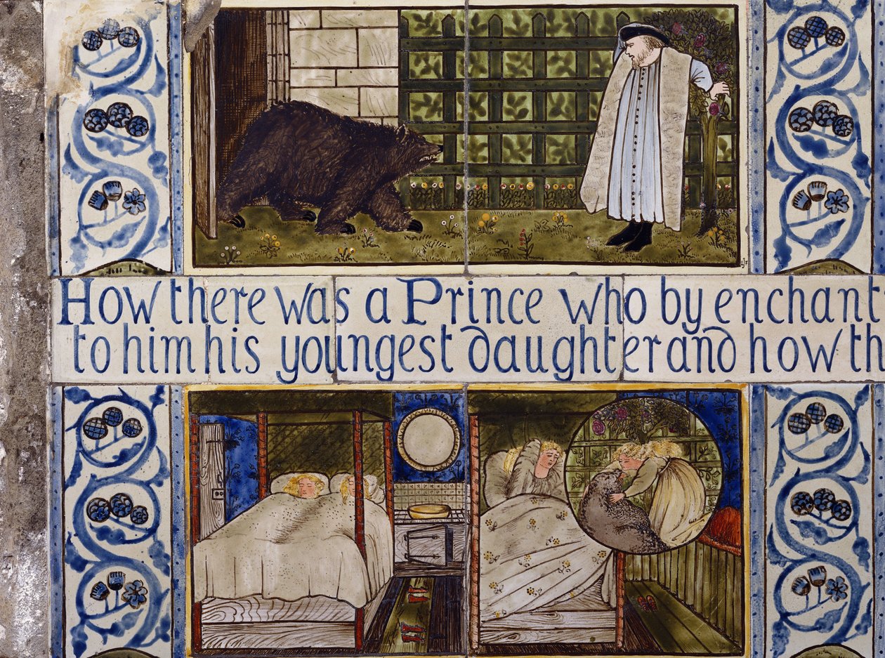 Beauty and the Beast-flisepanel, Morris, Marshall, Faulkner & Co., ca. 1867 av Edward Burne Jones