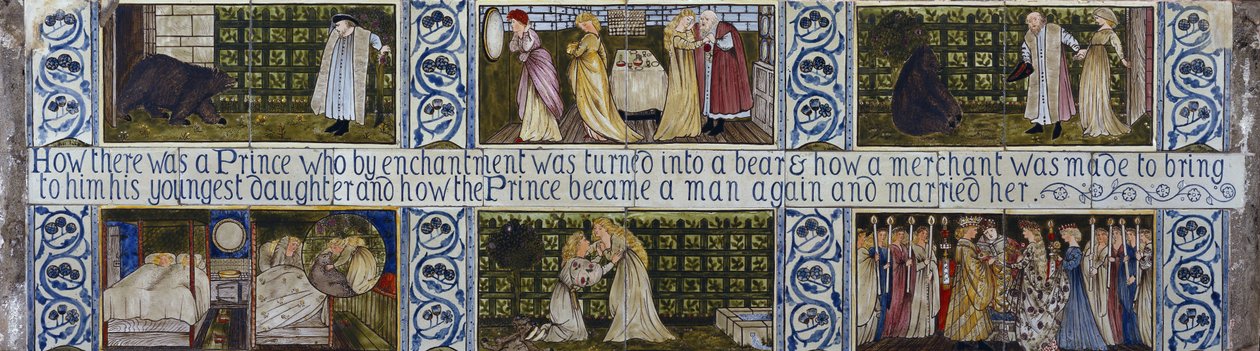 Beauty and the Beast-flisepanel, Morris, Marshall, Faulkner & Co., ca. 1867 av Edward Burne Jones