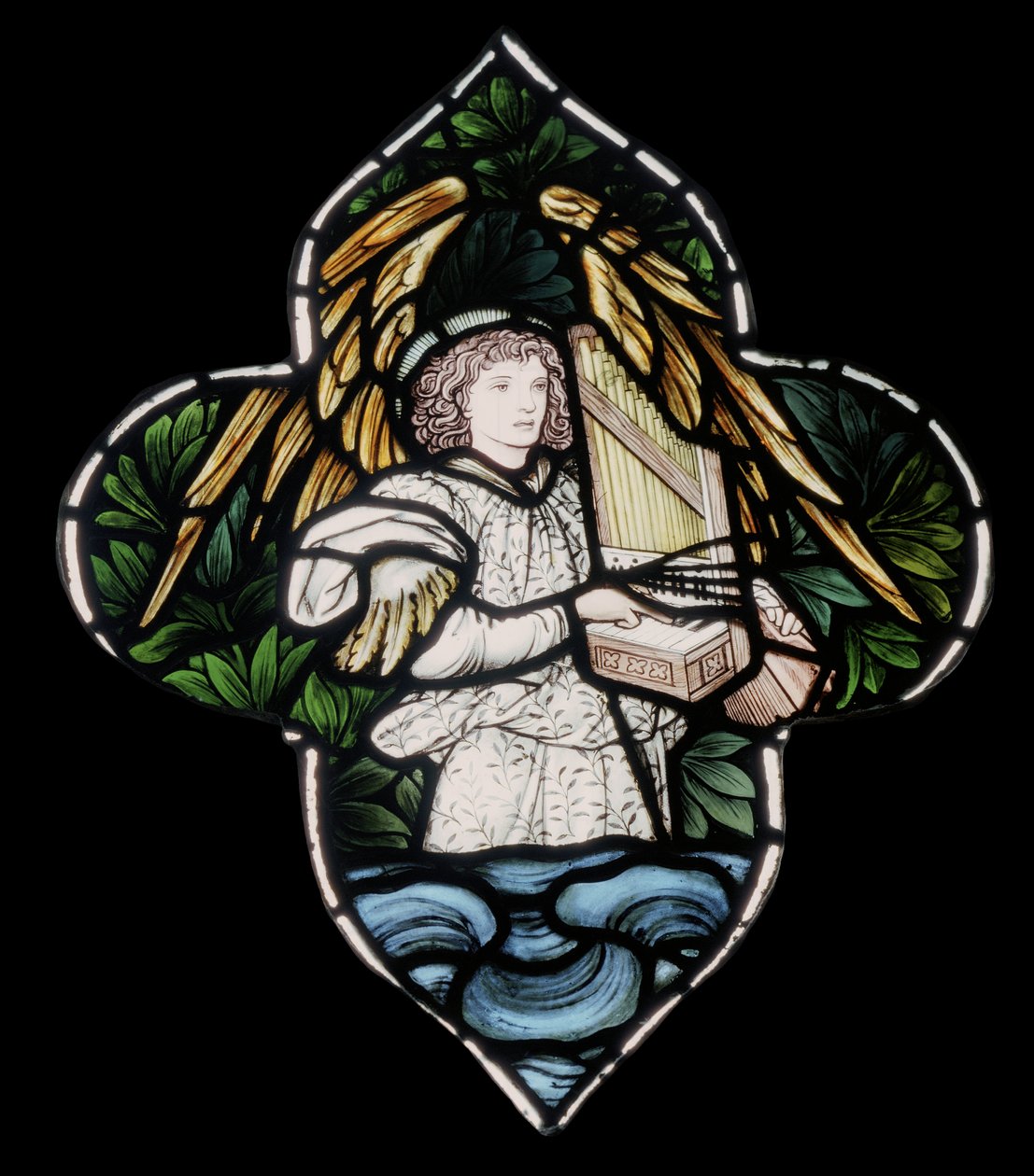 Birmingham, St Martin In The Bull Ring, Morris & Co., Edward Burne-Jones, Engel med orgel, 1876 av Edward Burne Jones